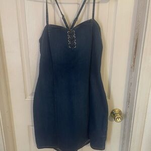 Denim Blue Lace-Up Dress